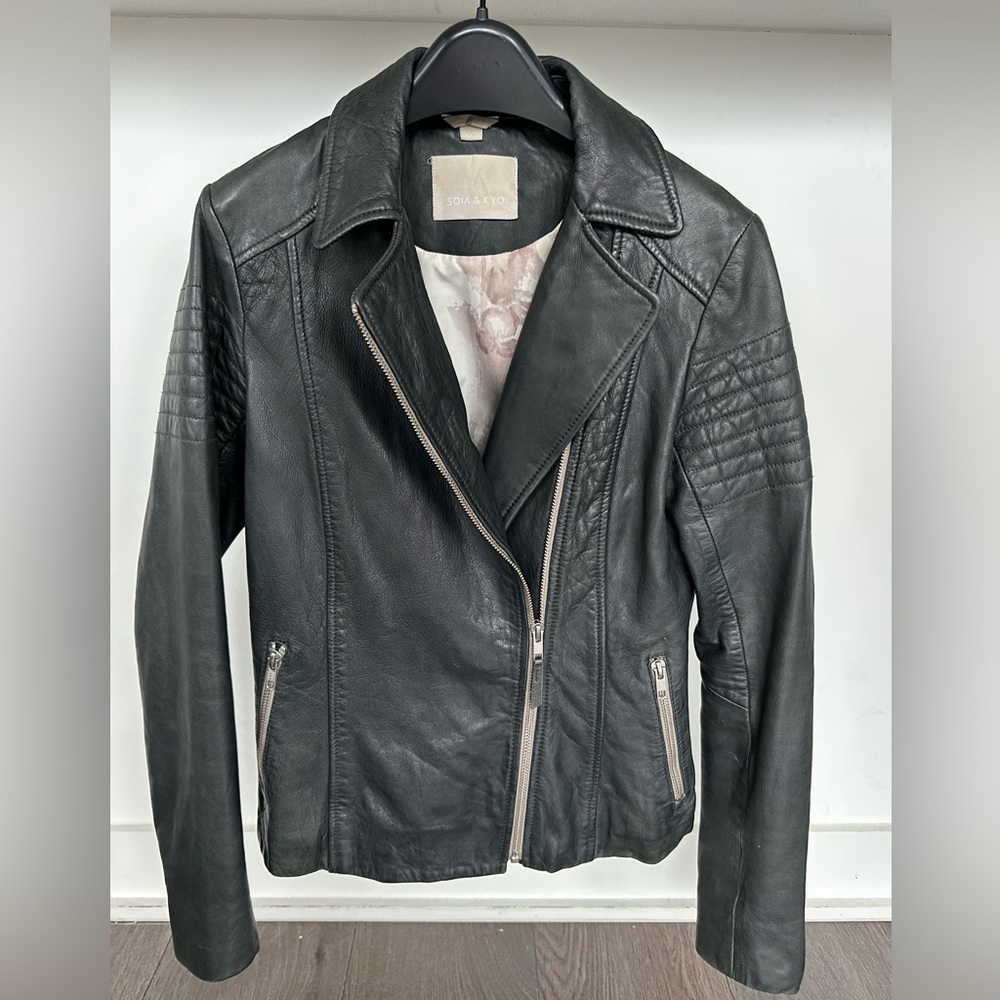 Soia & Kyo Black Lamb Leather Jacket Moto XS